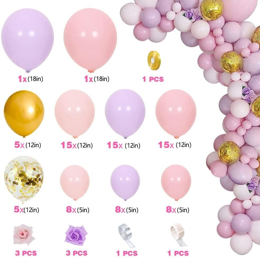 

Retro Pink Retro Color Series Balloon Set, Avocado Green Birthday Party Decoration Balloon Chain Set Macaron