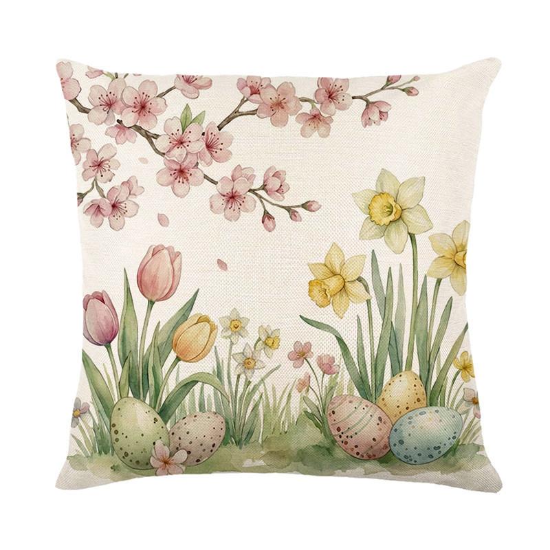 VIKAMA Easter Happy Pillow Cover Rabbit Easter Eggs Living Room Sofa Cushion Cover Office Chair Cushion Cover Home Decor