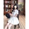 Summer college style sweet bow doll collar white dress women's waist pleated a word short skirt princess dress