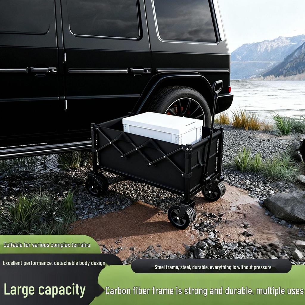 RV Picnic Foldable Hand Cart: Outdoor Travel & Multifunctional Detachable Stall Cart