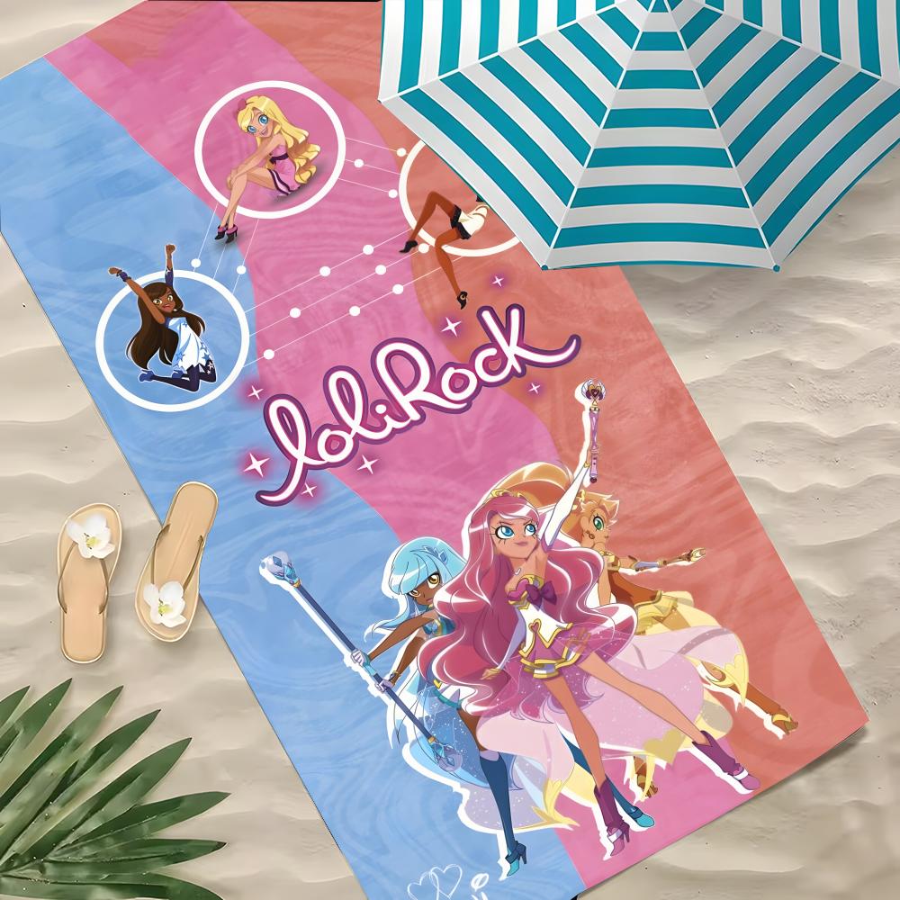 Anime LoliRock Towel Polyester Beach Towel Quick Dry Sand Free Bath Towel for Summer Pool Travel Vacation