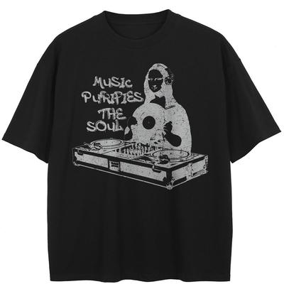 Streetwear Music DJ Graphic T-Shirt Cotton Tshirt Unisex Tops Tees Summer Short Sleeves T Shirt