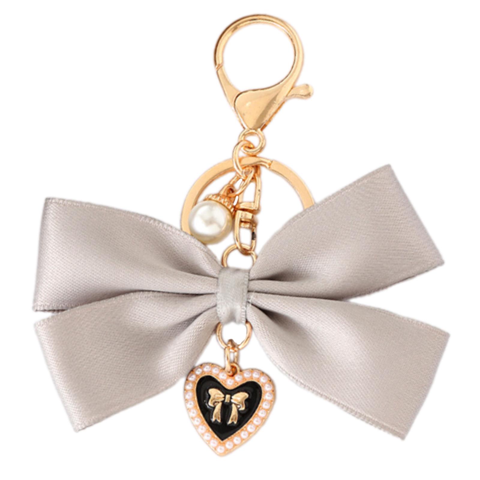 

Элегантный брелок-подвеска в виде банта в виде сердца, брелок-сердце ручной работы для женщин, модное украшение для рюкзака серый