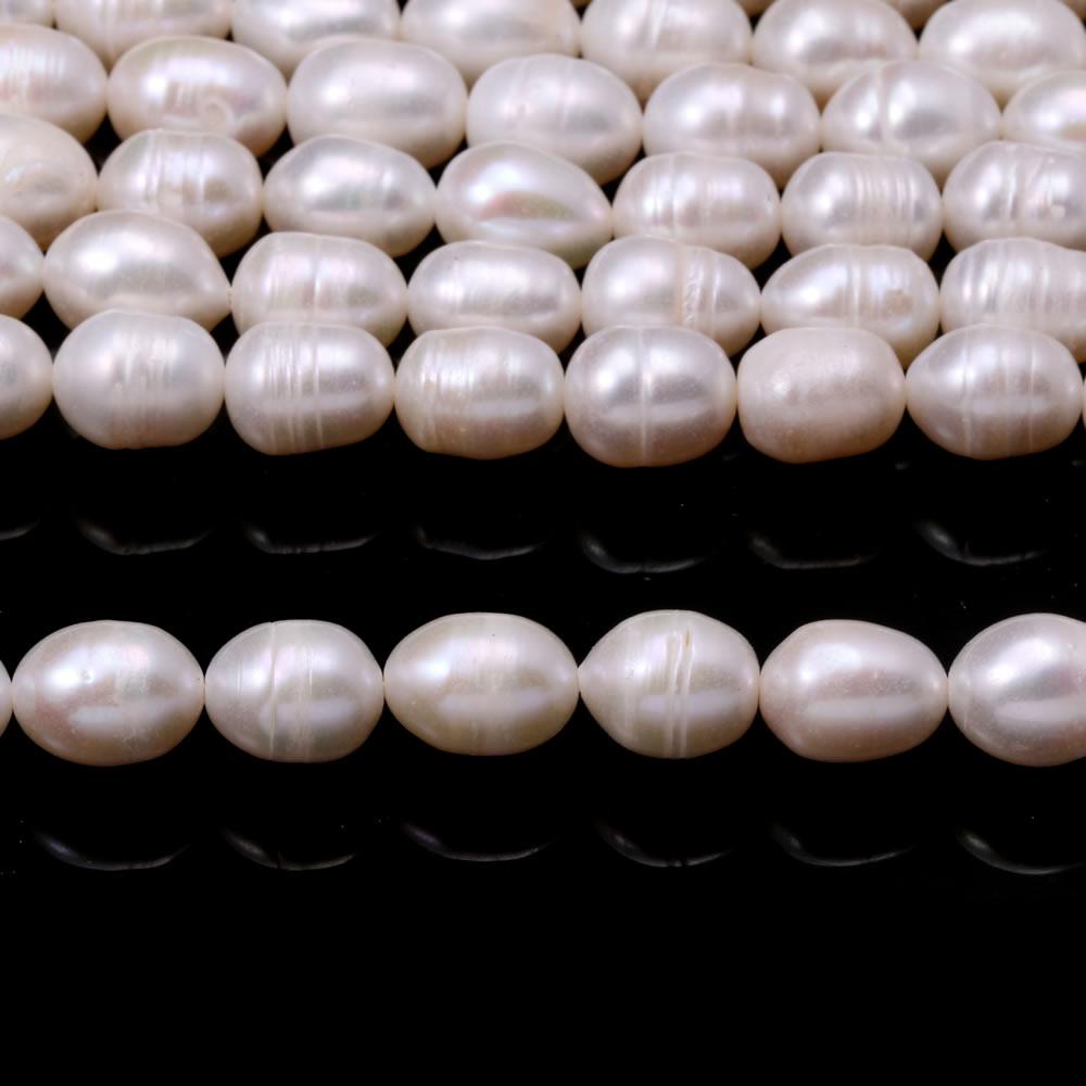 1String, White Natural Freshwater Pearls, Oval Pearl Beads, 8–9 Mm, for DIY Necklace Accessories, Valentine's Day Gifts, 36cm