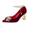 Fashion Comemore Spring and Autumn New Bridal Shoes High Heels Pointed Toe Women Pumps Ankle Pearl Buckle Shallow Mouth Heels for Women