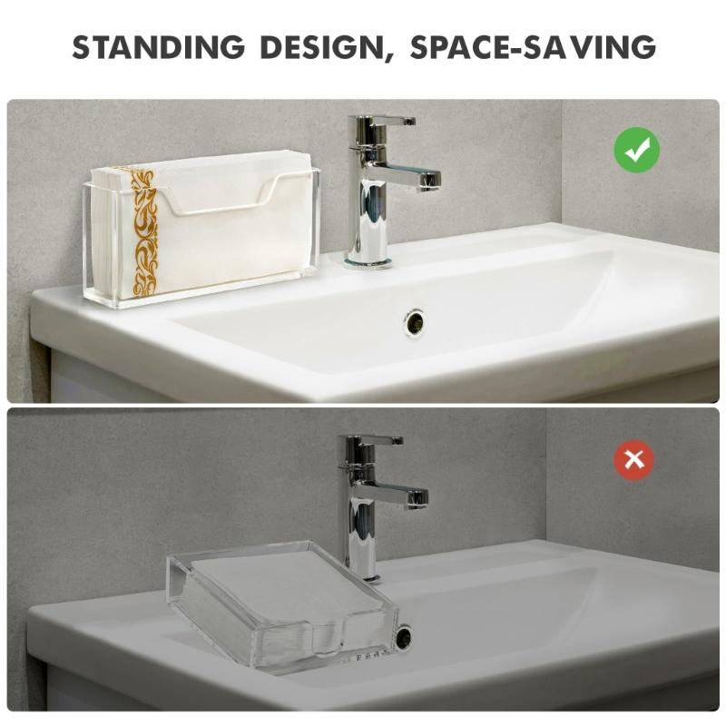 Clear Acrylic Napkin Organizers Stand With Space Saving Designs for Bathroom Kitchen Use