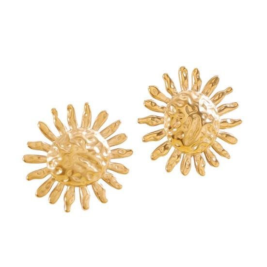 

Bohemia Earrings Necklace Irregular Strand Imitation Pearl Necklace Retro Distressed Sun Shape Stud Earrings Face Slimming Jewelry A