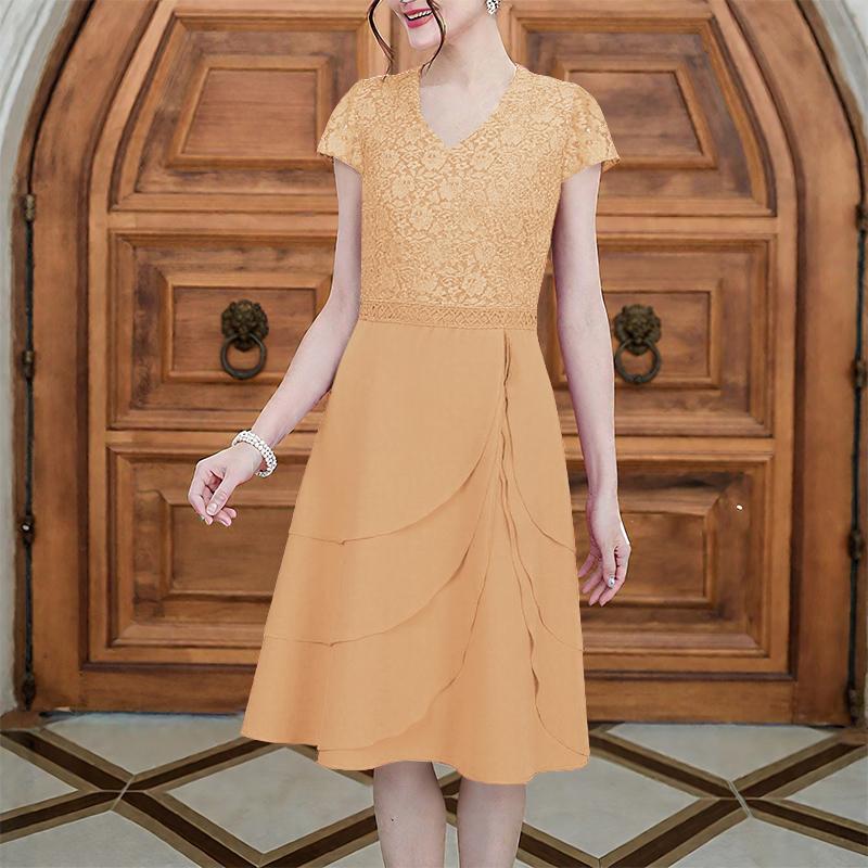 

ZANZEA Женское повседневное платье с V-образным вырезом, короткими рукавами, вышивкой, кружевной отделкой и лоскутным шитьем 4XL хаки