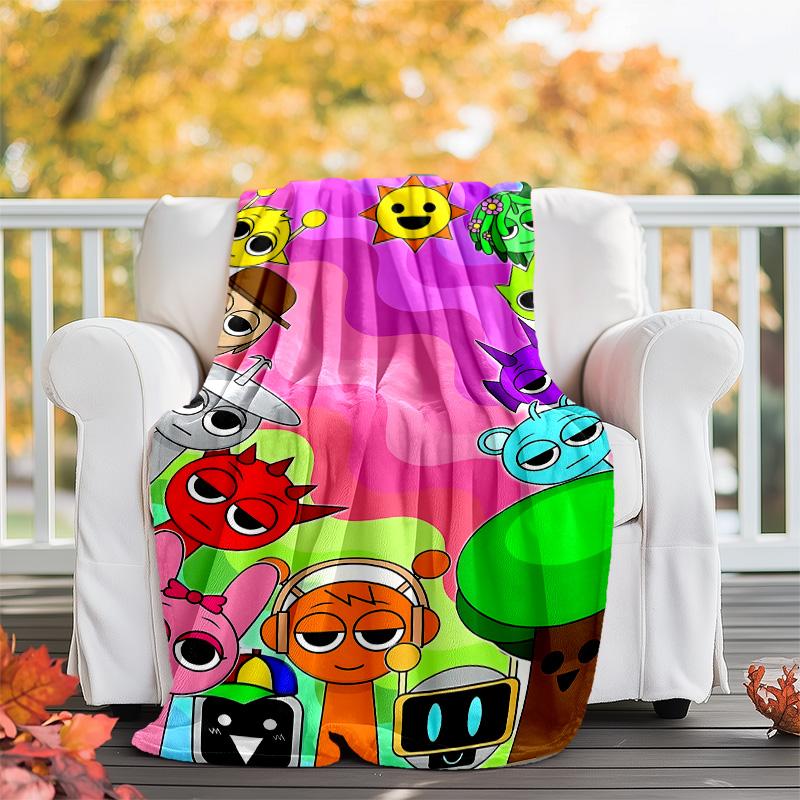 1pc SPRUNKI9 Theme Blanket - Digital Print, Polyester, Cozy for All Seasons, Perfect for Outdoor, Camping, and Travel