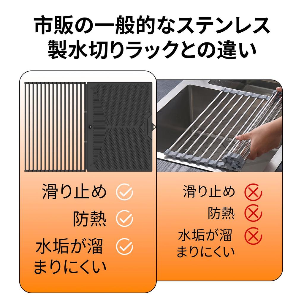 Foldable silicone draining divided draining for over the dish drainer mat, rack, sink, space-saving, heat-resistant, non-slip, rust-resistant, rack,