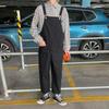 Hong Kong Style Bib Pants Men's Summer Suspenders Korean Version of Loose Straight Nine-point Wide-leg Pants Super Fire Bib Pants