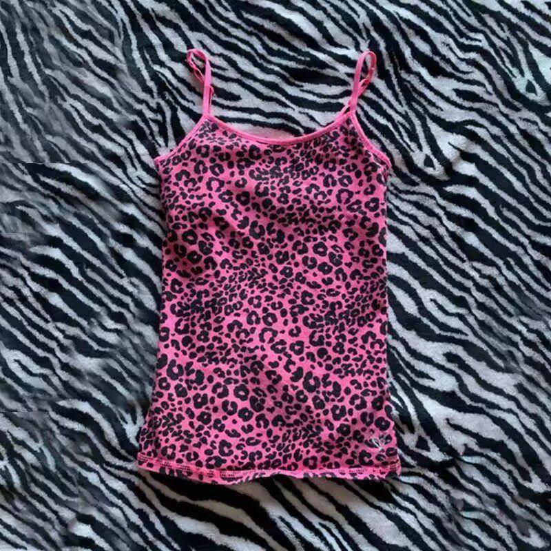 2025 Summer New Style American Sweet and Spicy Style Leopard Print Sexy Suspender Top for Women