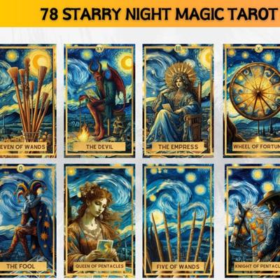 10.3*6cm 78 Starry Night Magic Theme Tarot Cards Based On Rider Waite System
