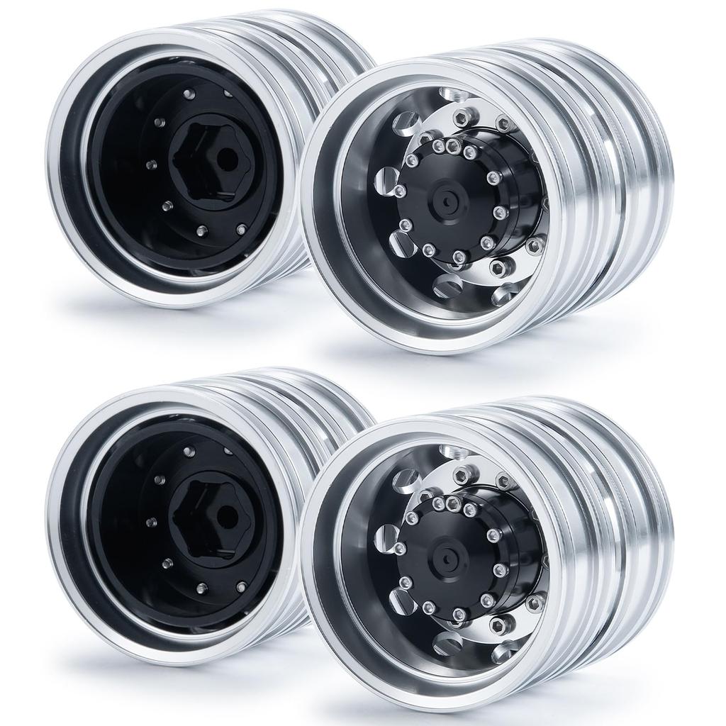TRZX 1/14 Tamiya Tractor Trailer RC Car Aluminum Rear Wheel Hub Rim Upgrade Parts (4 Pieces)