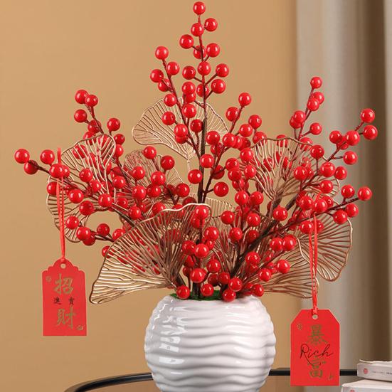 25 Branches De Baies Artificielles Rouges Givrées – Déco Noël, Remplissage Vase, Thème Hiver