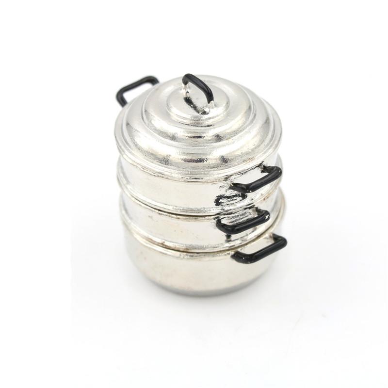 Dollhouse Miniature 1:12 Kitchen Decor Toy Metal Cooking 3-Layers Steamer Pot