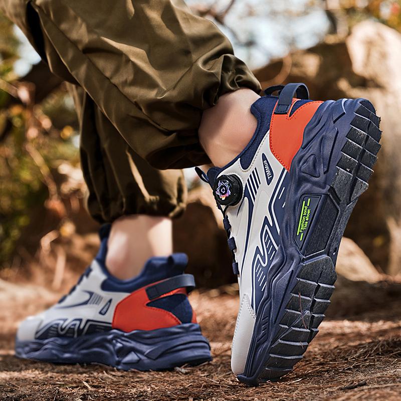 Men's Korean casual sports shoes four season soft sole rotating shoelaces running shoes breathable walking shoe student sneakers