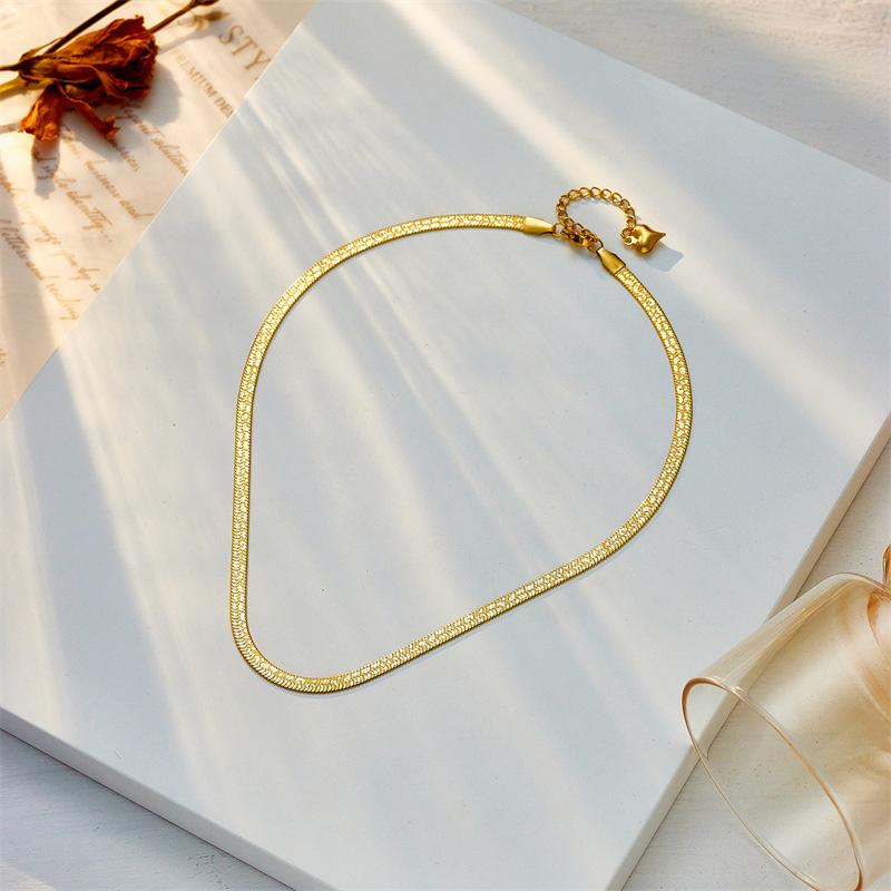 Italy Style Neutral Simple Gold-plated Printed Stainless Steel Blade Chain Necklace Bracelet Jewelry Sets for Women