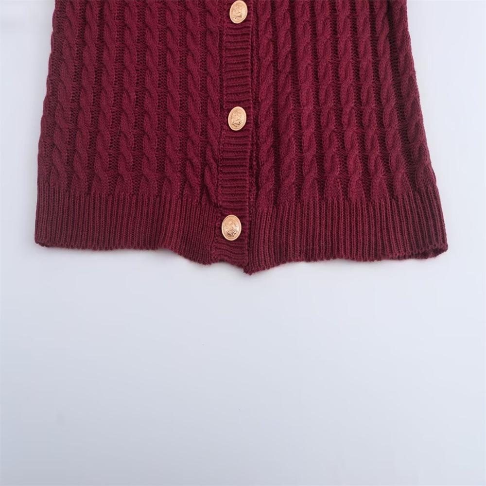 Versatile V-Neck Short-Sleeve Cable Knit Sweater for Women