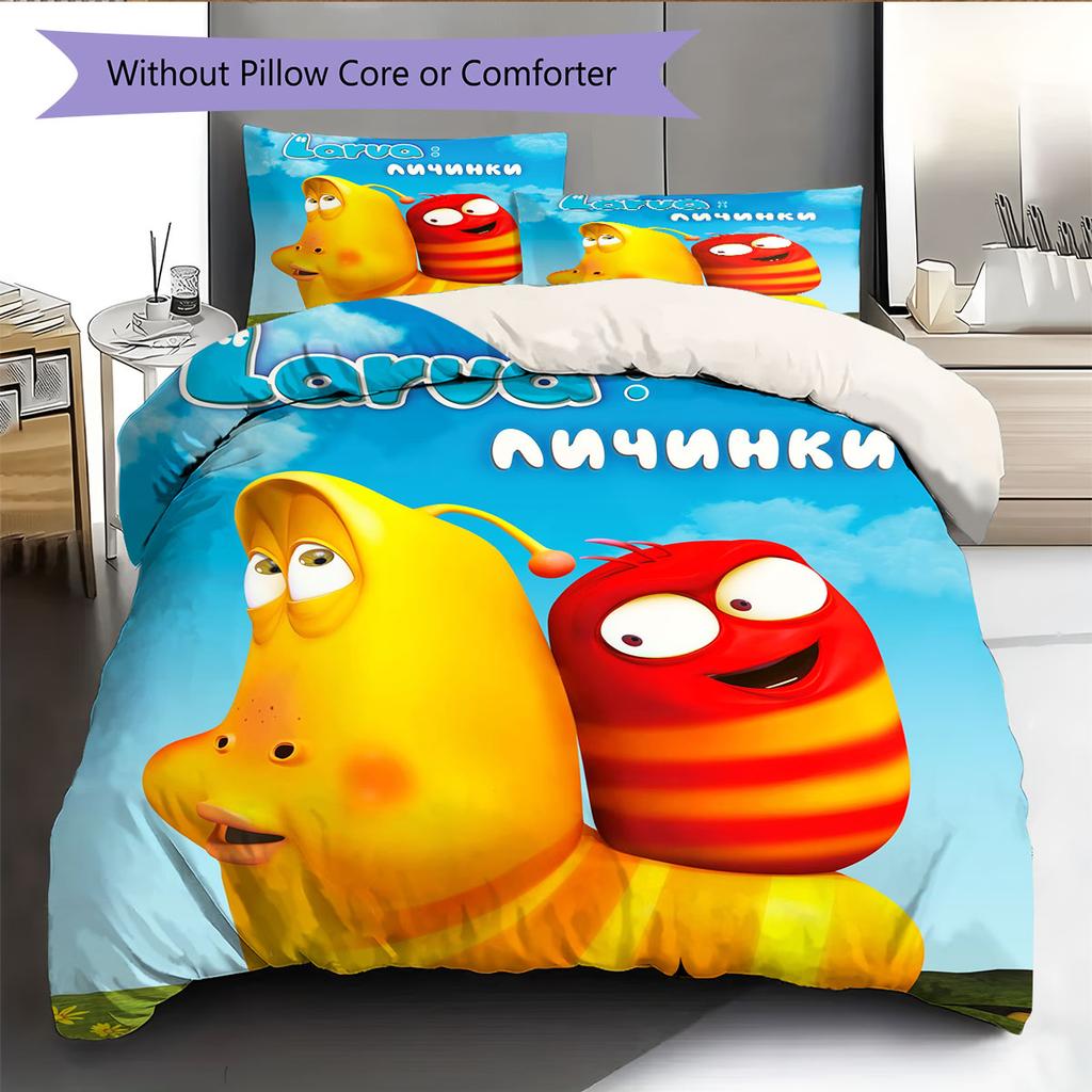 Larva Art Pattern Bedding Home Decoration Birthday Gift ( 1 Duvet Cover + 2 Pillowcase, Without Core),fan Merchandise.