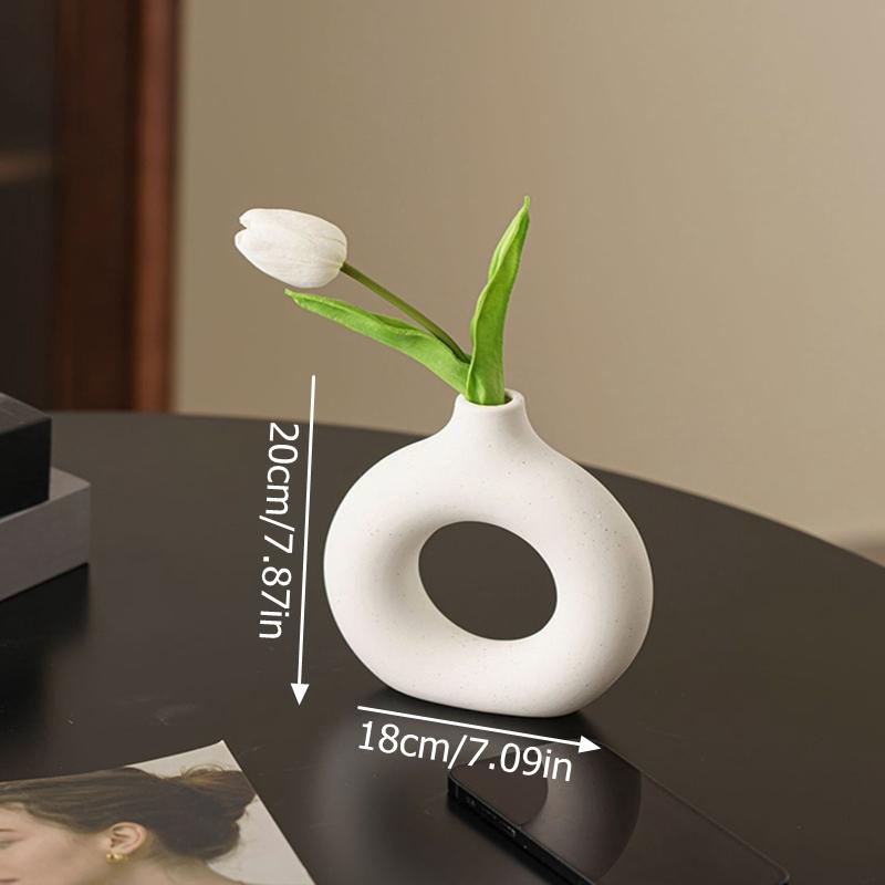 Creative Donut Shaped Plastic Vase New Chinese Style Circular Hollow Vase Flower Arrangment Accessories Living Desktop Decor