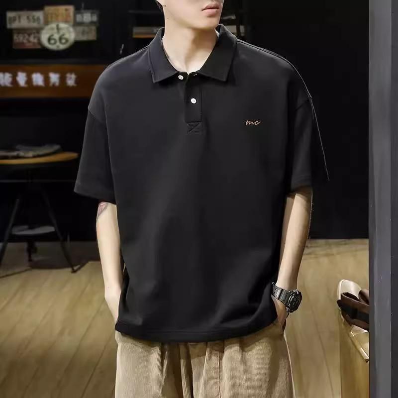 

Модные рубашки-поло с цветными блоками для мальчиков — короткий рукав, воротник-лацкан для подростков M серый