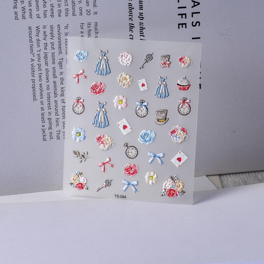 Waterproof 5D Embossed Nail Art Stickers: Bridal Flowers & Bows, Long-lasting & Tearable