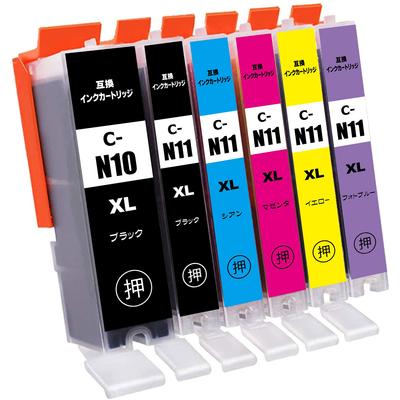 Kompatible Canon Pigmenttinte Kompatibel mit und mit verbleibendem Tintenstand XKI-N11XL (BK/PB/C/M/Y) + XKI-N10XLBK Patronen, 6-Farben-Set,