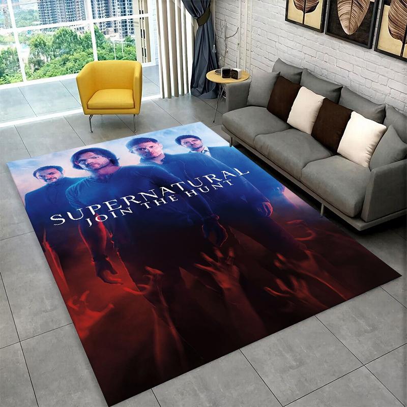 SPN Supernatural Dean Sam TV Teppich für Spielzimmer Schlafzimmer Wohnzimmer Sofa Heimdekoration, Kinderteppich rutschfeste Fußmatte Geschenk