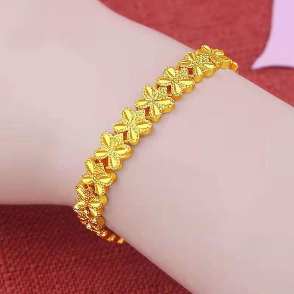 Zinc Zinc Alloy Golden Bracelet Flower Chinese Style Bangles Fashionable Hollow Bracelet  Ladies