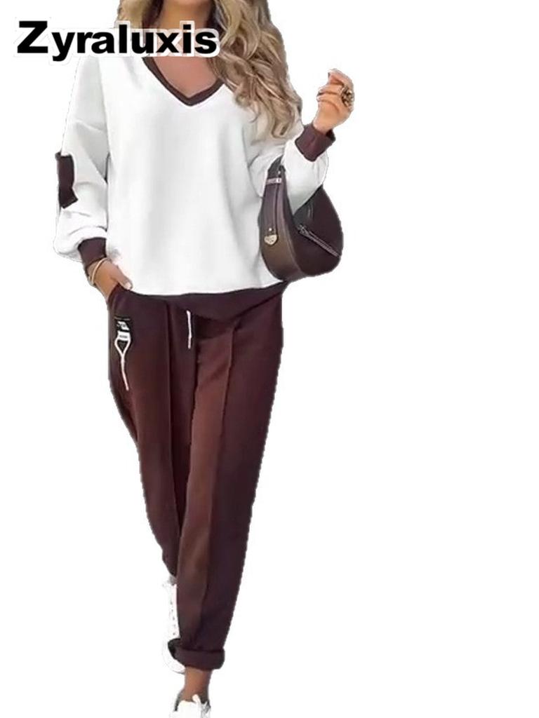 Women's Fall Color Block Casual Set