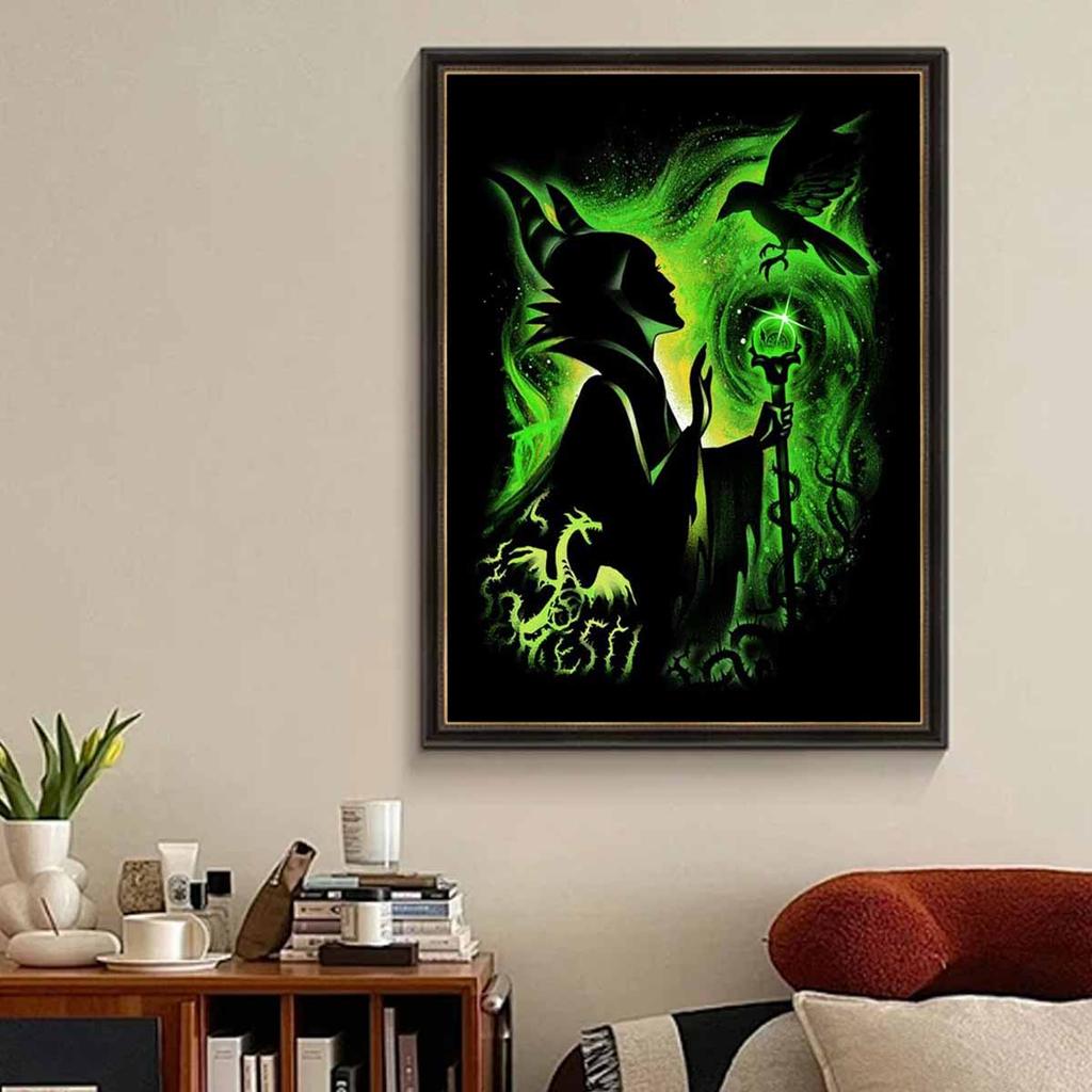 Full Round Diamond Painting The Green Crow Art Rhinestone Picture Mosaic DIY 5D Cross Stitch Embroidery Home Decoration