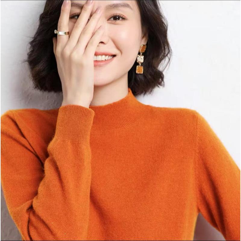 

VEZFAA Женская мода Повседневный Осень Зима Однотонный Принт Длинный Рукав Полуводолазка Свитера XXL