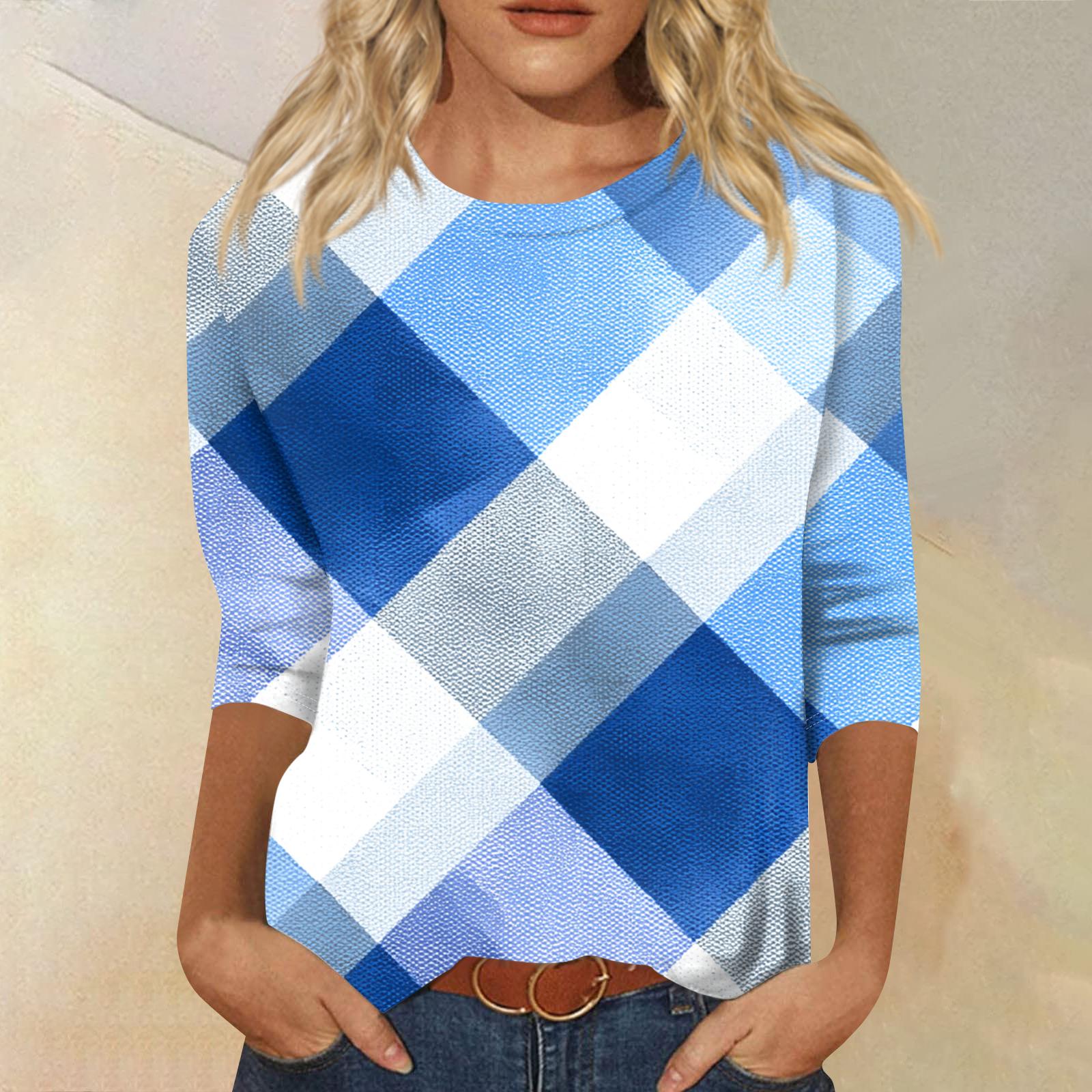 

Женская модная повседневная футболка с круглым вырезом, рукавом три четверти и градиентным принтом XXXXL