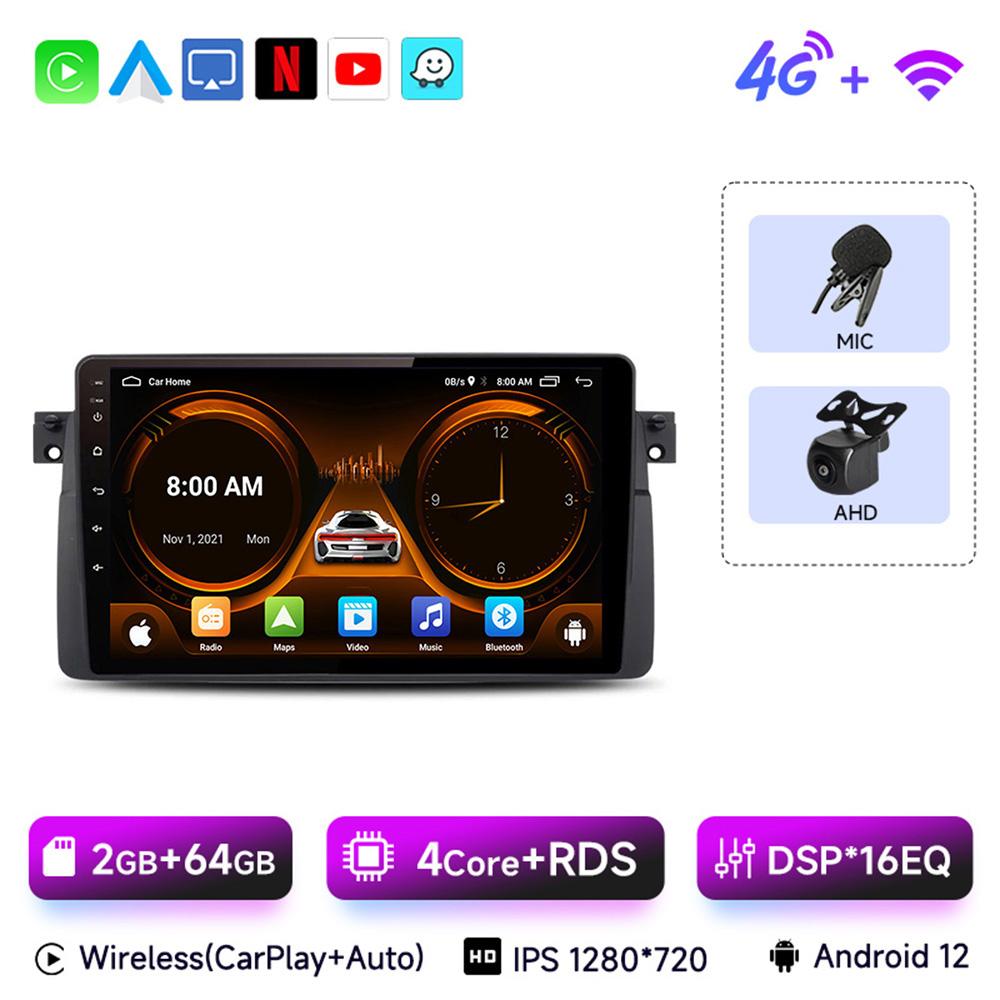 JIUYIN Android 13 For BMW E46 M3 318/320/325/330/335 1998-2006 Car Radio Multimedia Video Player Carplay Auto GPS Navigation