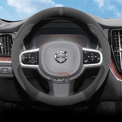 Suede Car Steering Wheel Cover for Volvo XC60 XC40 XC90 V90 S90 V60 S60 V40 EX90 EM90 Steering Wheel Accessories