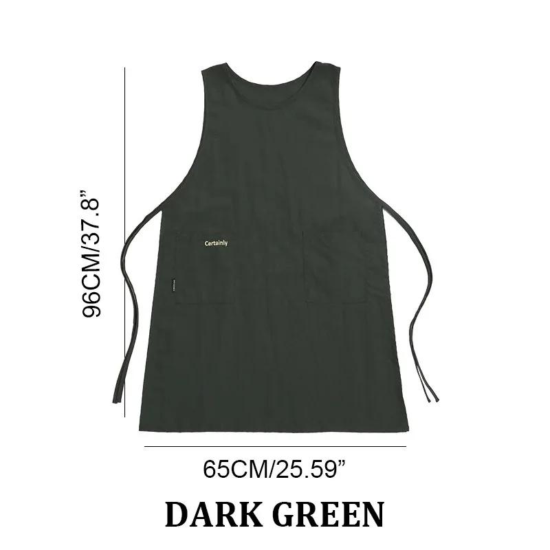 

Довгий фартух без рукавів, водонепроникний кухонний фартух з кишенями, жіночий фартух для малювання, готування, роботи, салонний фартух для манікюру, фартух для краси темно-зелений колір