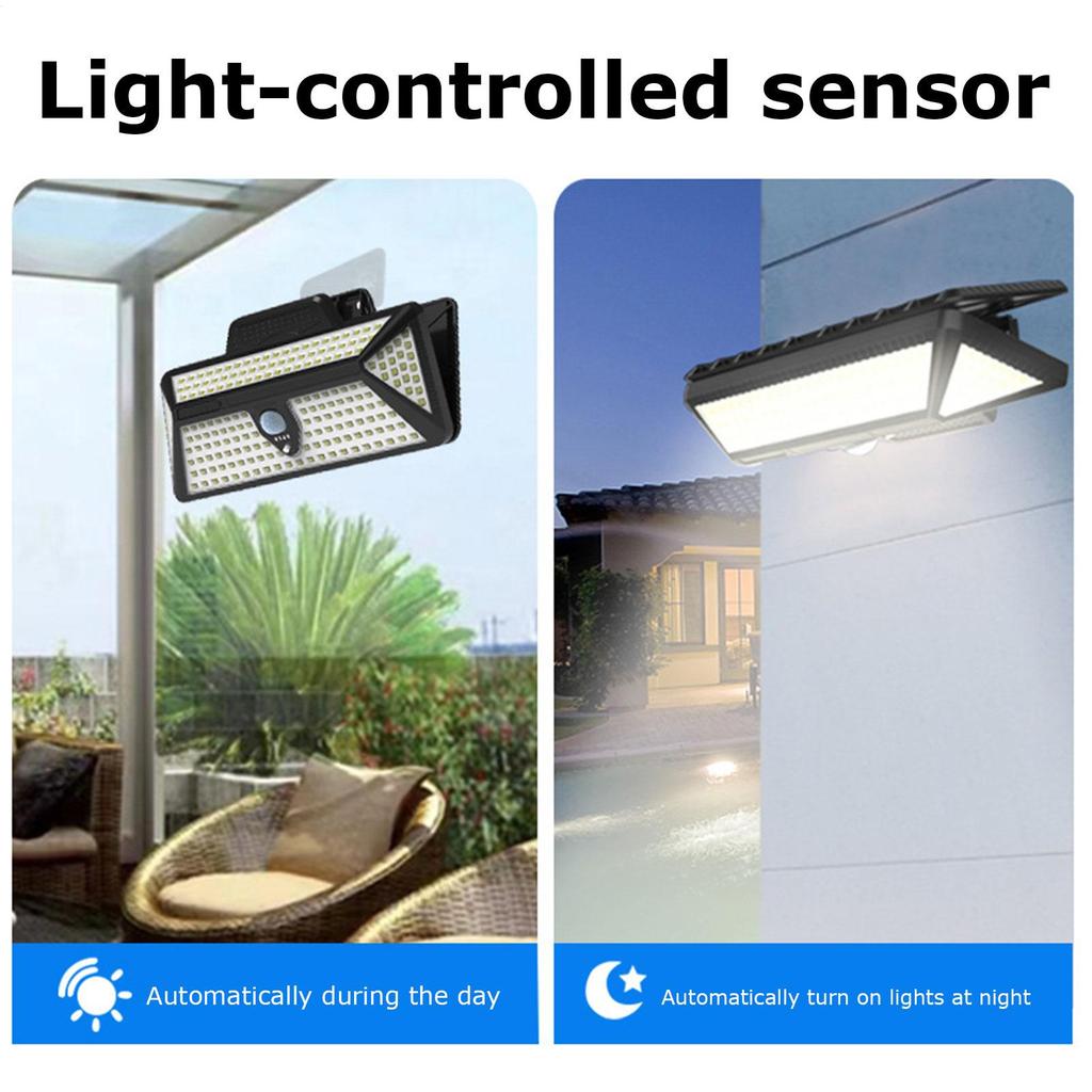 Solar Lights For Outside IP44 Waterproof Sensing Lamp 208 LED Solar Powered Light With 3 Color Modes For House Parking Lot