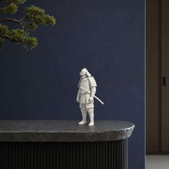Japanese Samurai Statue, 3D Printed Warrior Figurine, Bushido Decor for Desk Shelf, Collectible Model for Home Office