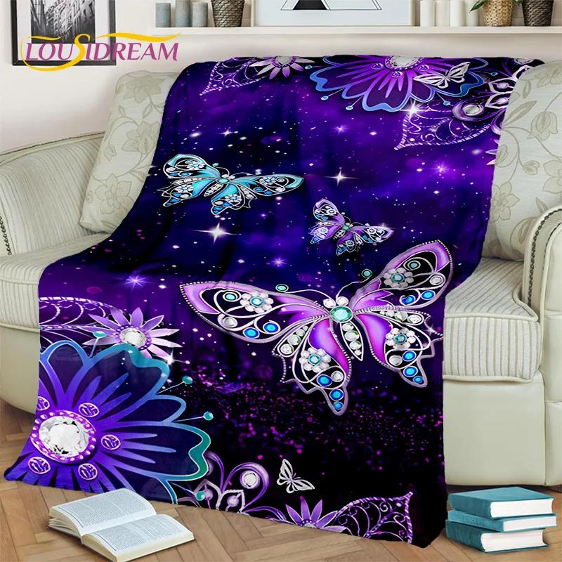 Dream Butterfly Flower Cartoon Blanket,Soft Throw Blanket for Home Bedroom Bed Sofa Picnic Travel Office Rest Nap Cover Blanket