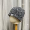 New double-layer blended wool hat with small face, cloth label warm knitted hat, simple and versatile cold hat in autumn and winter