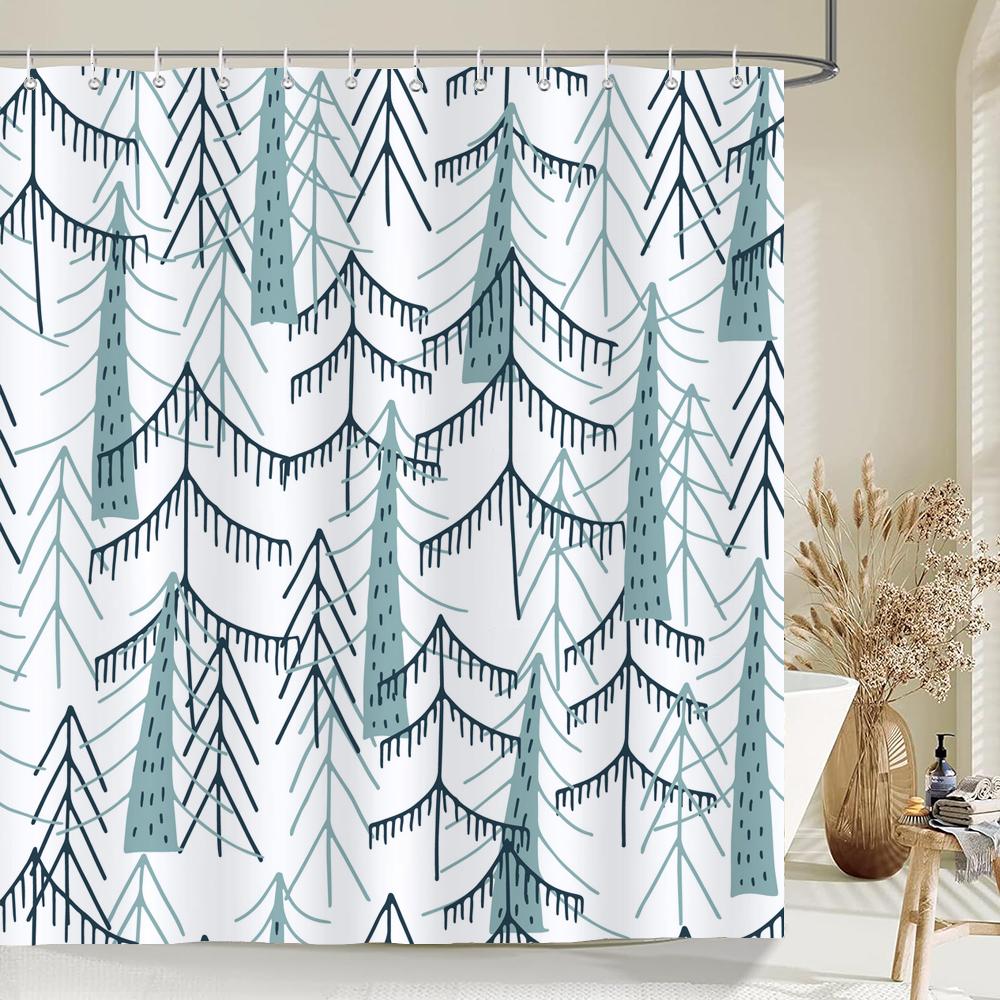 Plants Tree Leaves Shower Curtains With Hooks Home Decoration For Floral Bathroom Curtain Polyester Fabric Bath Curtain