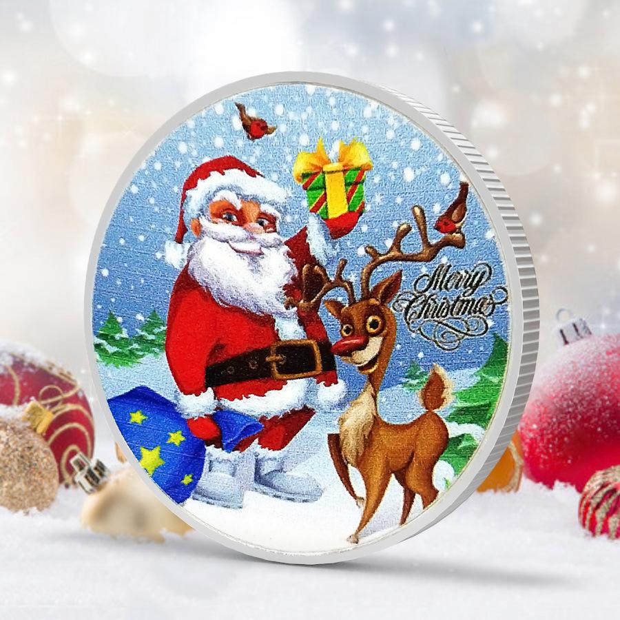 Christmas Snowman Colored Coins, Elizabeth Commemorative Medal Silver Coins, Christmas Eve Gifts, Tooth Fairy Colored Silver Coins