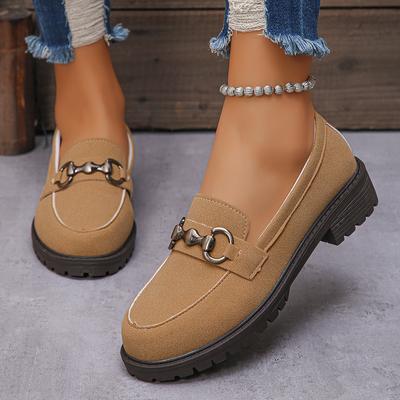 Thick-Soled Chain One-Pedal Low-Top Single Shoes Women'S Large-Size British Style Loafers
