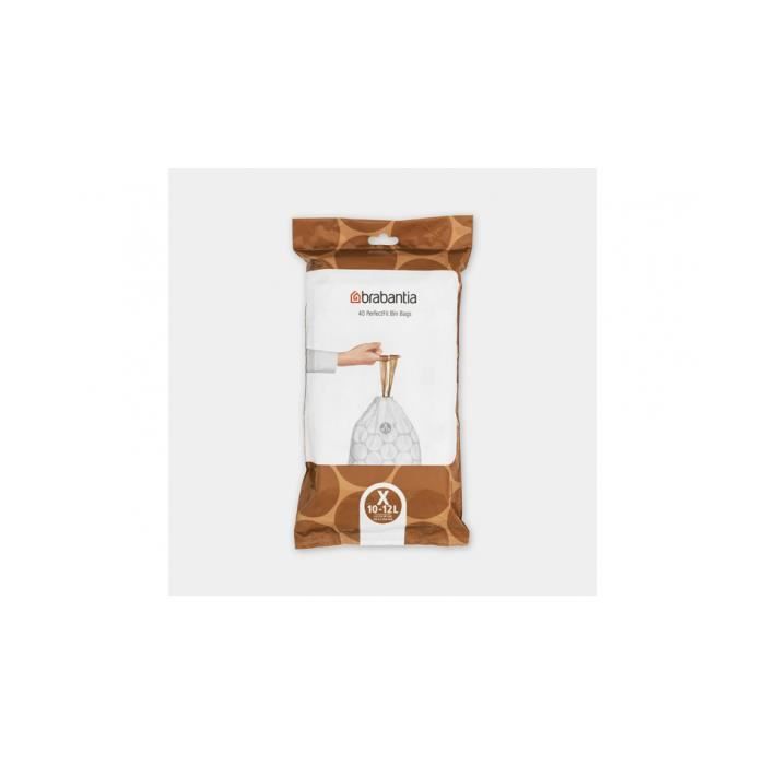 Accessoires De Ménage Brabantia Sac Poubelle PerfectFit, Code X, 10-12 Litres, 40 Sacs Par Rouleau - White - BRABANTIA