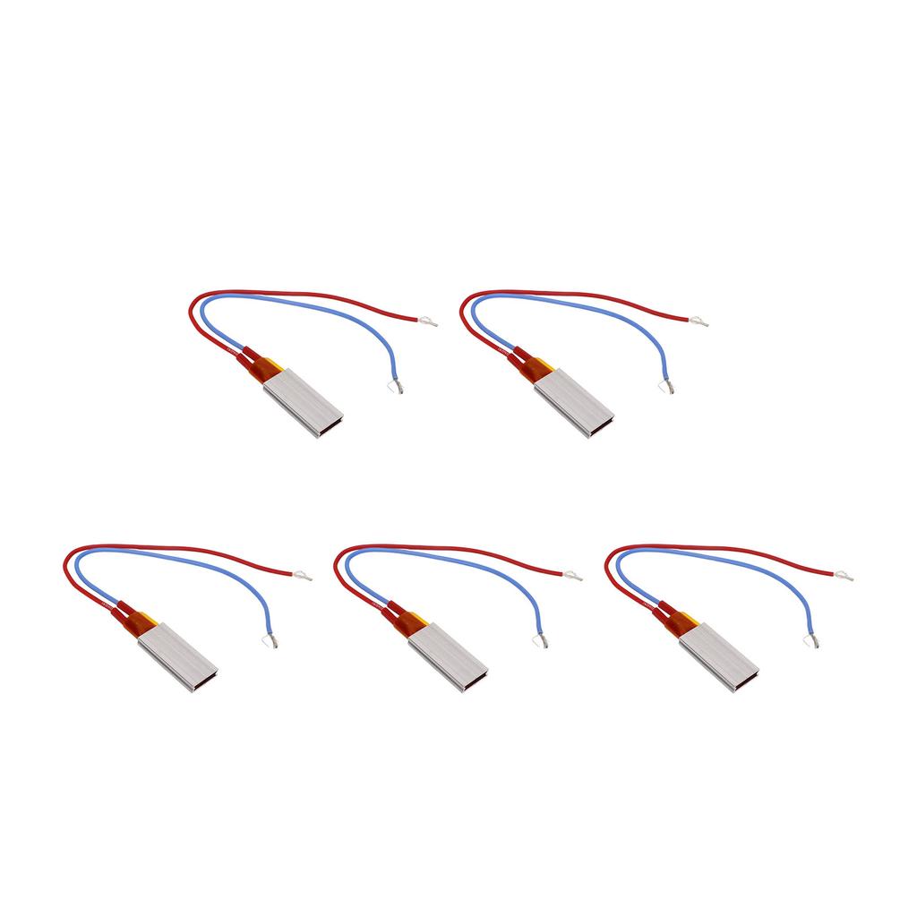 5Pcs PTC Heating Element Aluminum Shell Ceramic Thermostat Heater Plate 220V 200 celsius  Red Blue Cable