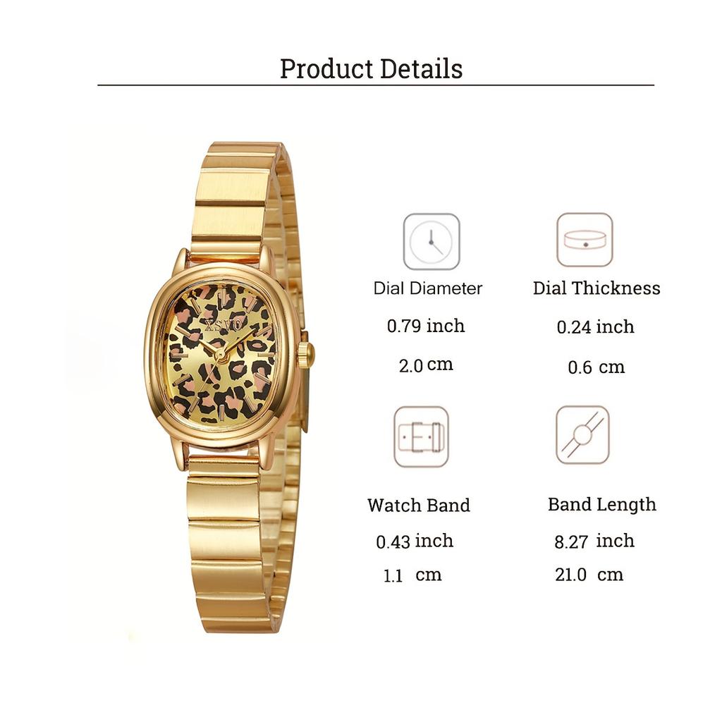 Fashion Light Luxury Leopard Roman Numerals Oval Quartz Watch for Women for Christmas and Halloween Gifts