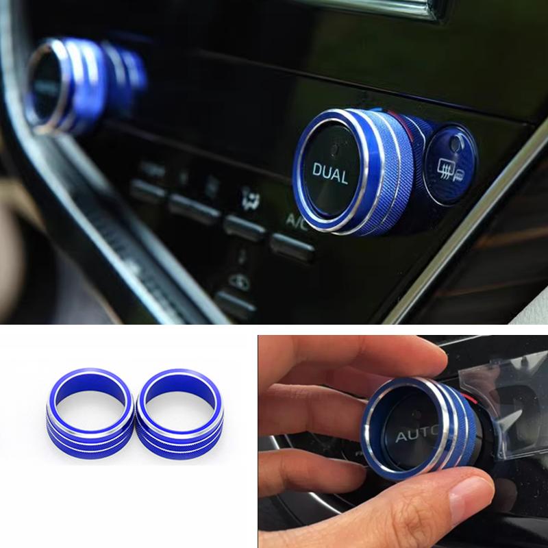 For Toyota Camry 2018-2024 Air Condition Knob Button Ring Cover Blue Decor