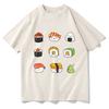Retro Kawaii Cartoon Sushi T Shirts Funny Unisexunisex Clothing Vintage Tshirt Unisex Streetwear Cotton Tops Graphic Tshirts