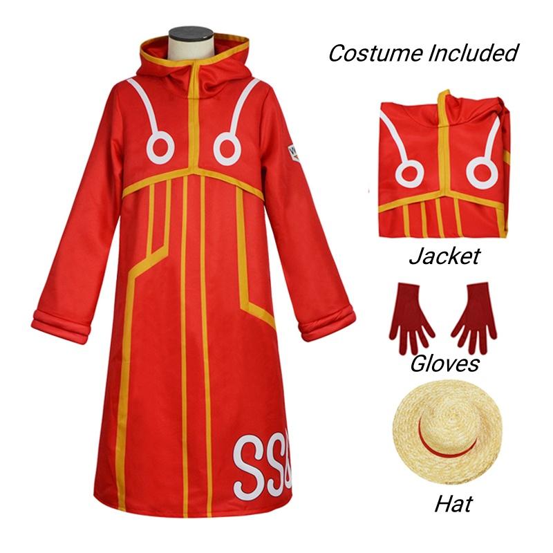 Egghead Island Kostüm Monkey D. Luffy Robe Cosplay Kostüm 163 Luffy Jacke Mantel Hut Outfit Halloween Anzug